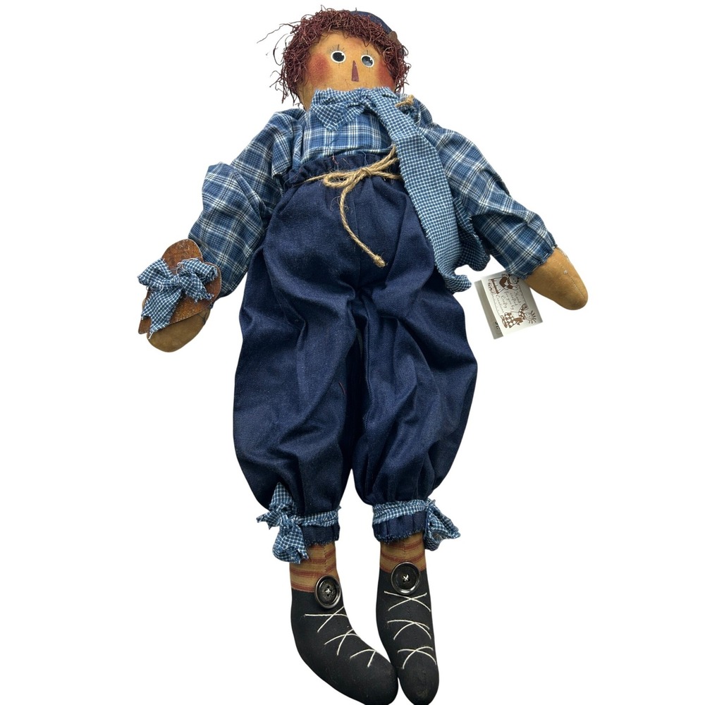 Crafty Creations Tattered Andy Doll Joan Mueller Signed Primitive Folk Art WI